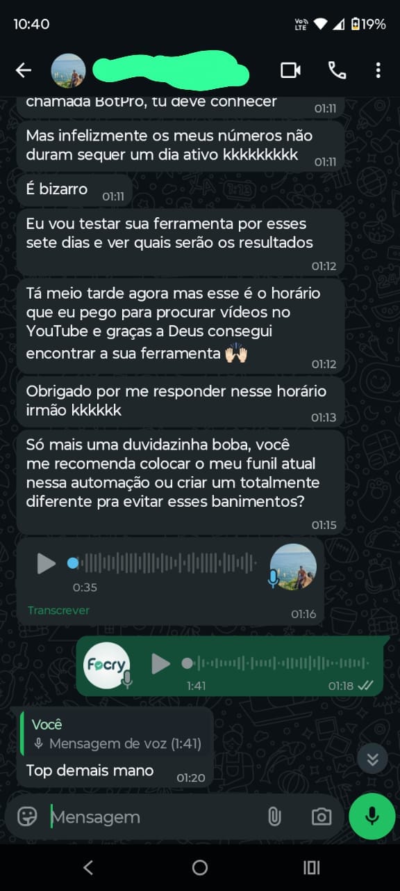 Depoimento de cliente satisfeito usando a Focry 5