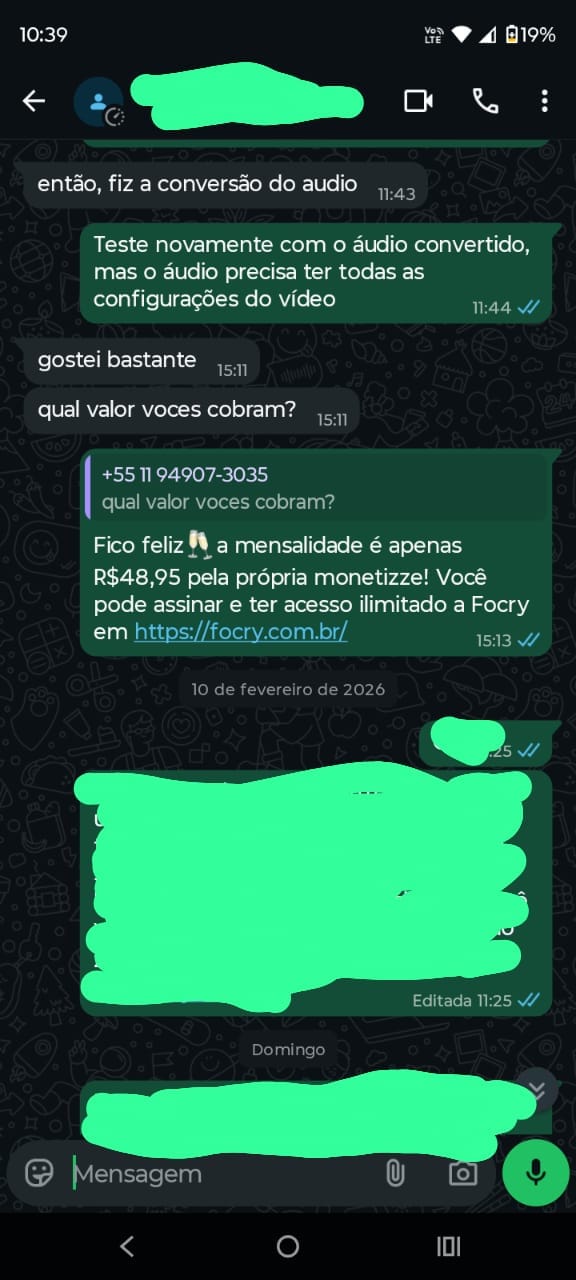 Depoimento de cliente satisfeito usando a Focry 3