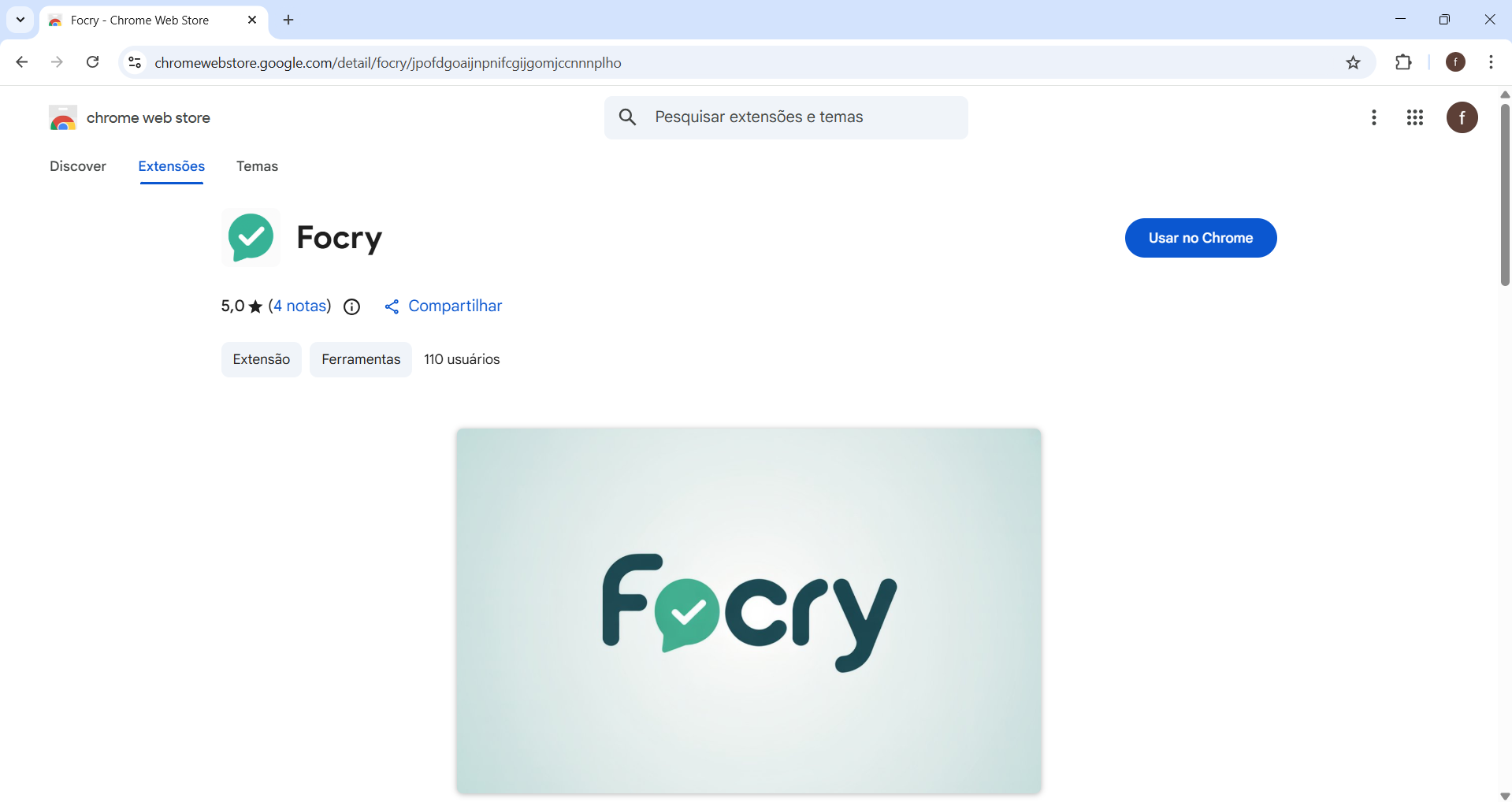 Instalar extensão da Focry