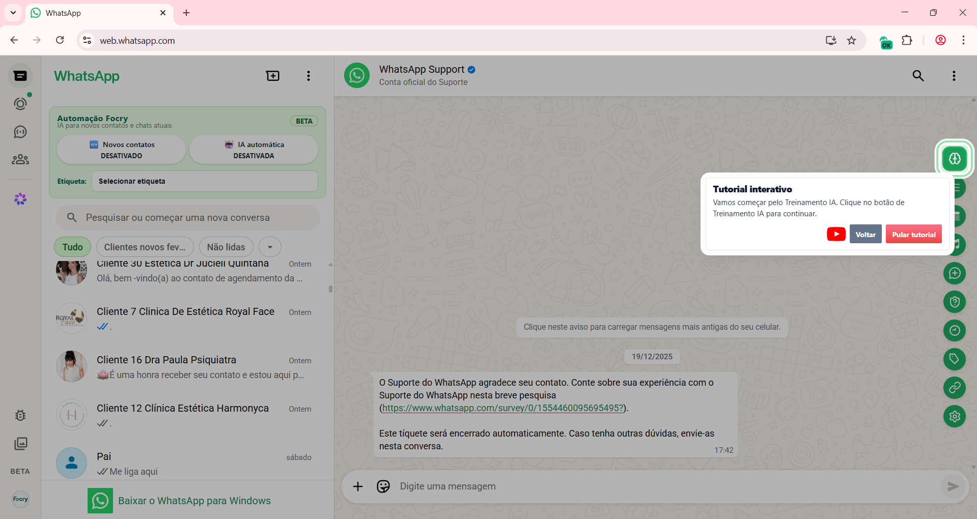 Ativar Focry no WhatsApp Web