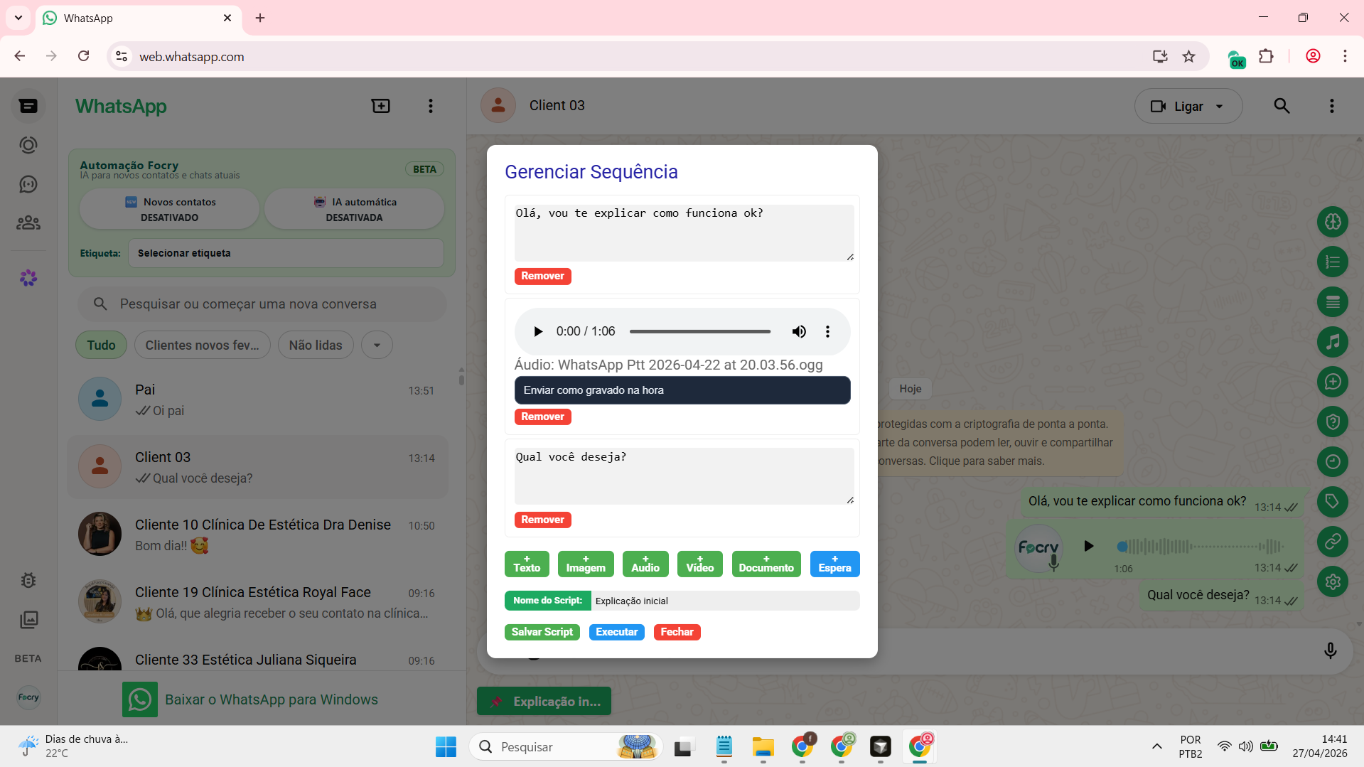 Função 4 - Scripts e funis com disparo em 1 clique