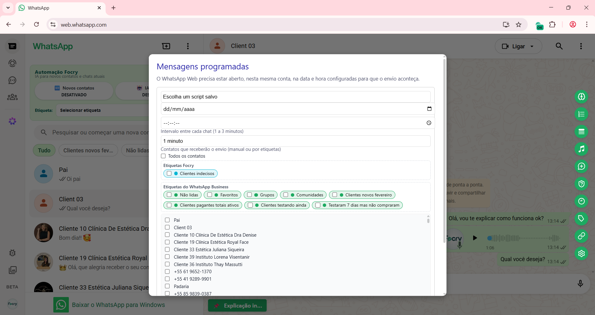 Função 3 - Agendamento de mensagens em massa