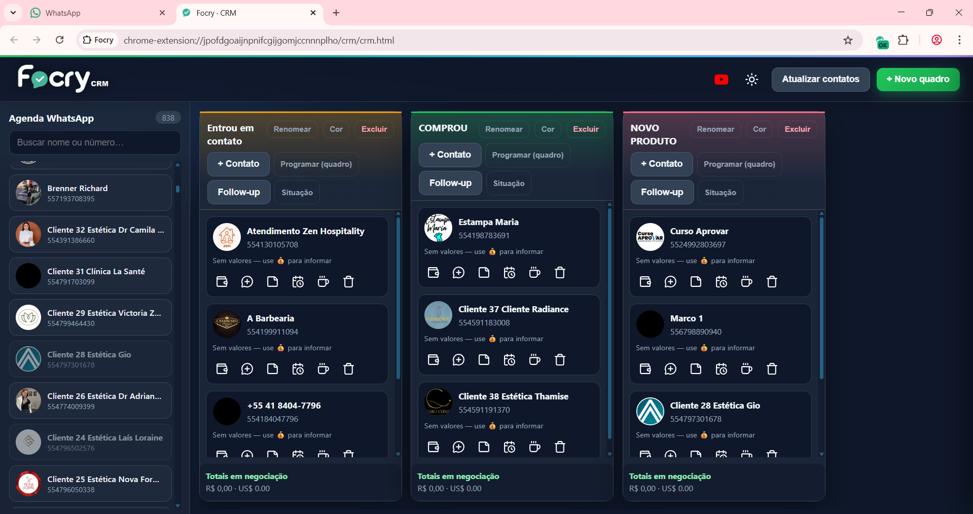 Função 1 - CRM Kanban com pipeline e follow-up