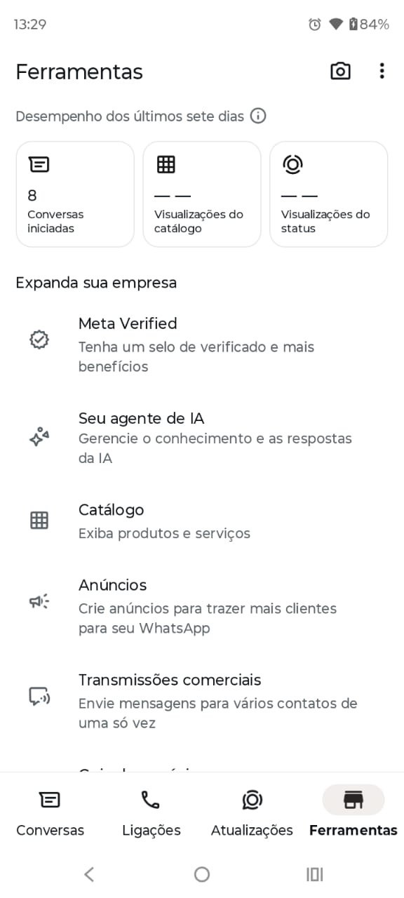Passo 2 - Aba Ferramentas com Seu agente de IA