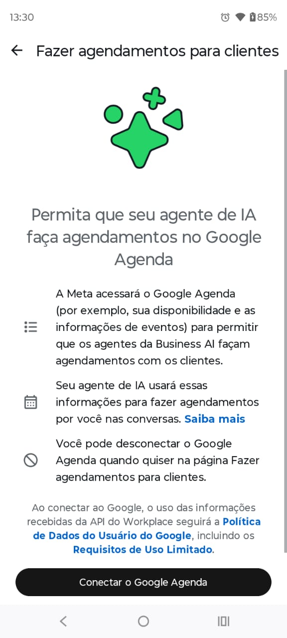 Passo 12 - Conectar Google Agenda para agendamentos com IA