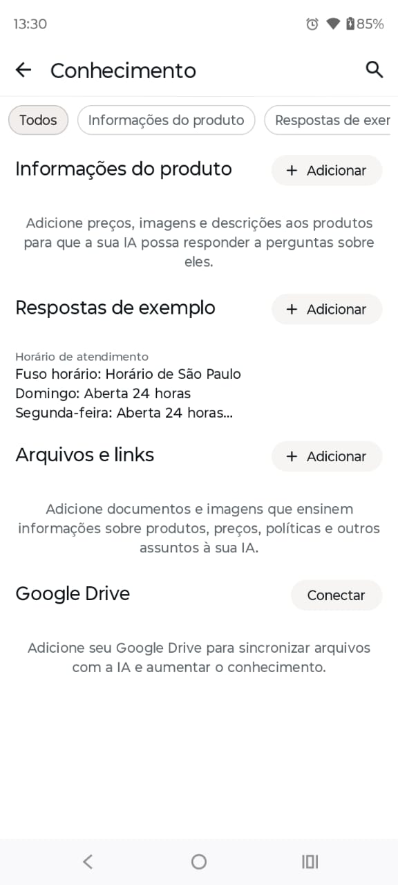 Passo 14 - Gerenciar conhecimento do agente de IA