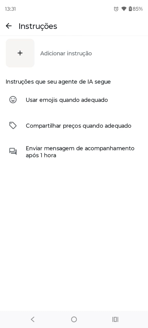 Passo 16 - Instruções que o agente de IA segue
